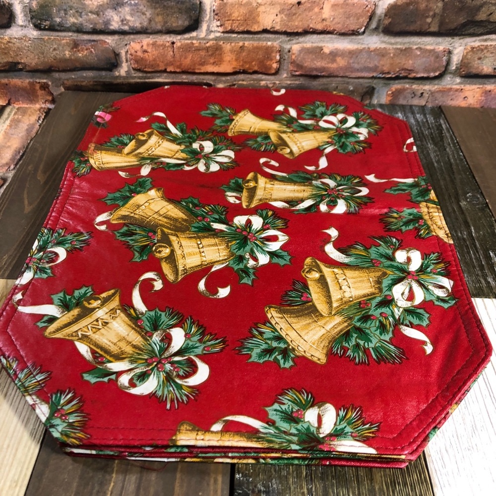 4 Merry Christmas Bell Table Placemat size 17”X12”